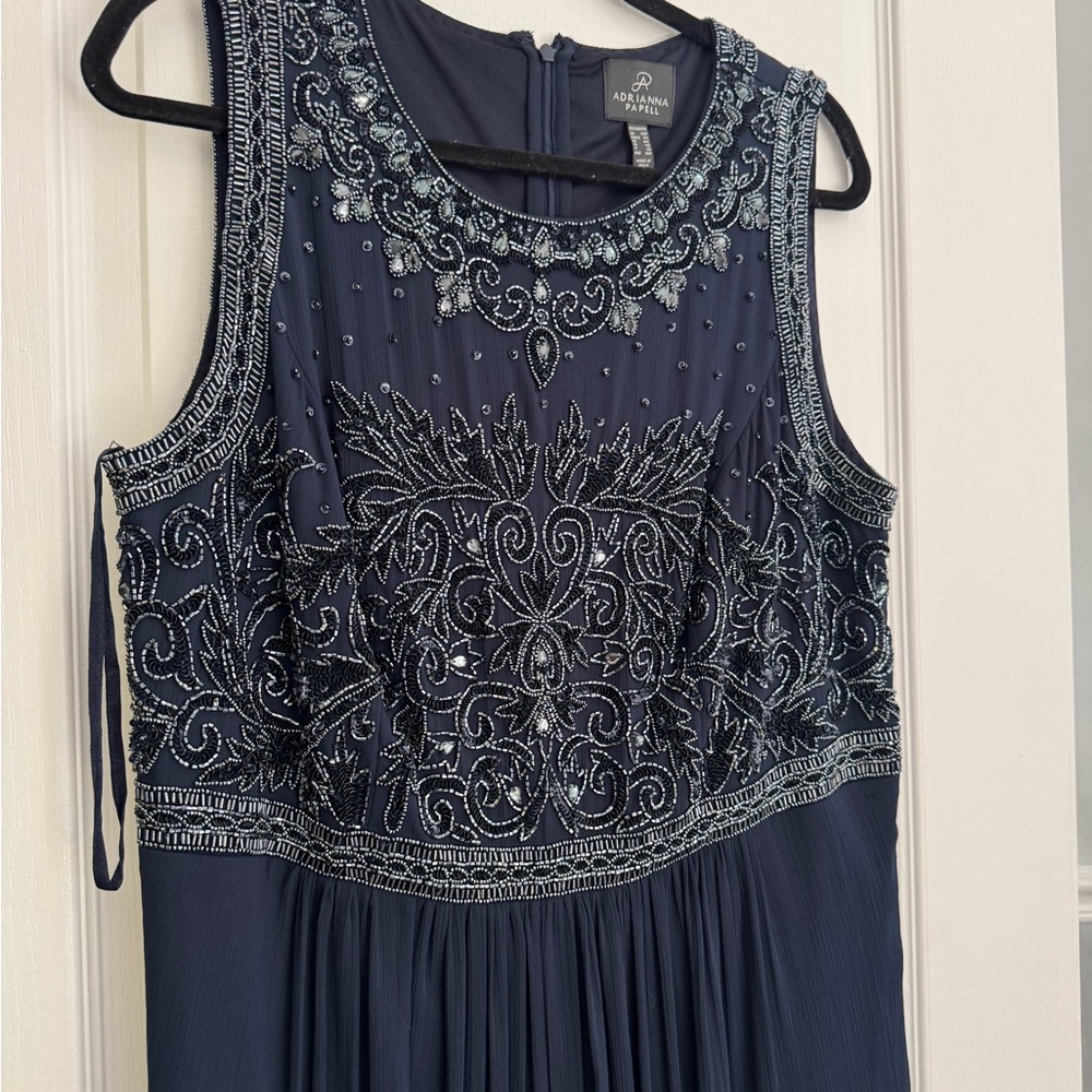 Adrianna Papell Midnight Blue Embellished Gown